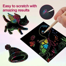 Load image into Gallery viewer, 【100 pcs/1 Set】DIY Rainbow Magic Scratch Paper Art Set