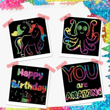 Load image into Gallery viewer, 【100 pcs/1 Set】DIY Rainbow Magic Scratch Paper Art Set