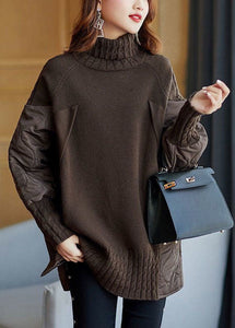 Turtleneck Patchwork Knitted Sweater