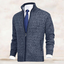 Load image into Gallery viewer, Men&#39;s Fashion Solid Color Stand Collar Cardigan Sweater Knit Jacket