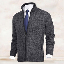 Load image into Gallery viewer, Men&#39;s Fashion Solid Color Stand Collar Cardigan Sweater Knit Jacket