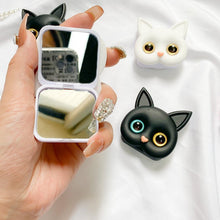 Load image into Gallery viewer, 3D Cute Kitten Phone Holder with mini Mirror