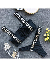 Load image into Gallery viewer, Spaghetti Strap Drawstring Letters Bikini