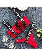 Load image into Gallery viewer, Spaghetti Strap Drawstring Letters Bikini