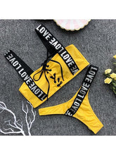 Load image into Gallery viewer, Spaghetti Strap Drawstring Letters Bikini