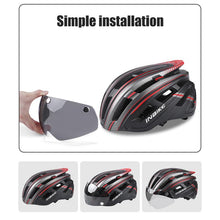 Load image into Gallery viewer, Bike Helmet with Goggles Visor and LED Back Light