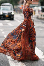 Load image into Gallery viewer, Best Chiffon Print Long-Sleeved Vintage Maxi Dress