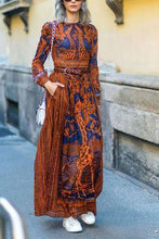 Load image into Gallery viewer, Best Chiffon Print Long-Sleeved Vintage Maxi Dress