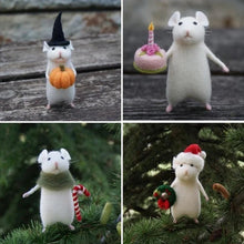 Load image into Gallery viewer, Felt Mouse and Pumpkin Ornament