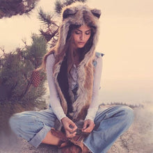Load image into Gallery viewer, 3 in 1 Furry Hooded Scarf with Paws and Ears