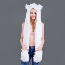 Load image into Gallery viewer, 3 in 1 Furry Hooded Scarf with Paws and Ears