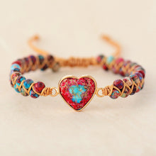 Load image into Gallery viewer, 💓To My Granddaughter Love You Forever Jasper Heart Bracelet🎁