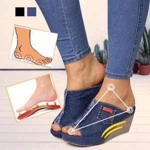 Fashion Denim Wedge Heel Sandals