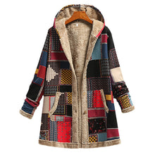 Load image into Gallery viewer, Cotton Linen Print Hooded Sweater Jacket