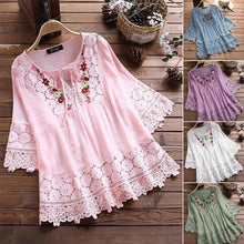 Load image into Gallery viewer, Fashion Lace Patchwork Bow Blouses for Women