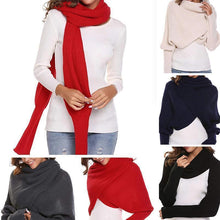 Load image into Gallery viewer, Crochet Knitted Scarf Shawl with Sleeves