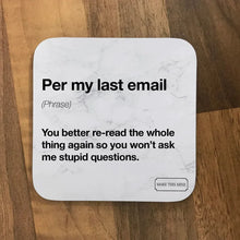 Load image into Gallery viewer, Funny Office Email Definitions Coasters - Set of 6