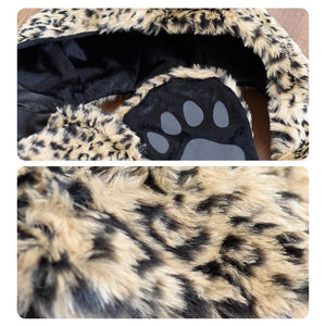 3 in 1 Furry Hooded Scarf with Paws and Ears