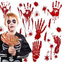 Load image into Gallery viewer, Halloween blood hand footprints wall stickers