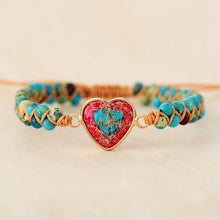 Load image into Gallery viewer, 💓To My Granddaughter Love You Forever Jasper Heart Bracelet🎁