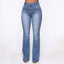 Load image into Gallery viewer, Washed High Waist Button Boot-cut Jeans