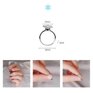 Women's Adjustable Rotating Ring Snowflake Heart-shaped Ring Box With LED