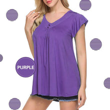 Load image into Gallery viewer, Women&#39;s V Neck Pleated Tunic Tops