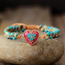 Load image into Gallery viewer, 💓To My Granddaughter Love You Forever Jasper Heart Bracelet🎁
