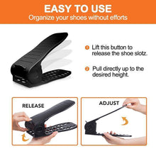 Load image into Gallery viewer, Hirundo Adjustable Shoe Rack Space Saver (White/Black)