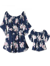 Load image into Gallery viewer, Floral Off Shoulder Mommy And Me Matching Dresses