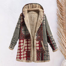 Load image into Gallery viewer, Cotton Linen Print Hooded Sweater Jacket