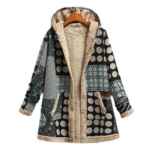 Load image into Gallery viewer, Cotton Linen Print Hooded Sweater Jacket