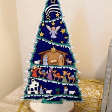 Load image into Gallery viewer, Christmas Tree Decorated with Nativity Set-Christmas Tree Shelf