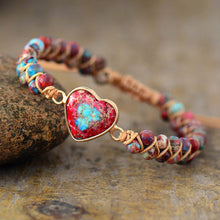 Load image into Gallery viewer, 💓To My Granddaughter Love You Forever Jasper Heart Bracelet🎁