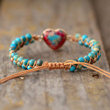 Load image into Gallery viewer, 💓To My Granddaughter Love You Forever Jasper Heart Bracelet🎁