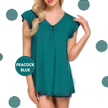 Load image into Gallery viewer, Women&#39;s V Neck Pleated Tunic Tops
