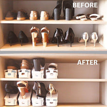 Load image into Gallery viewer, Hirundo Adjustable Shoe Rack Space Saver (White/Black)