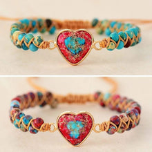 Load image into Gallery viewer, 💓To My Granddaughter Love You Forever Jasper Heart Bracelet🎁