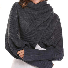 Load image into Gallery viewer, Crochet Knitted Scarf Shawl with Sleeves