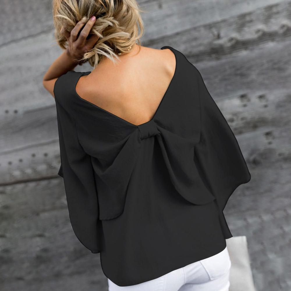 V-Neck Bowknot Blouses