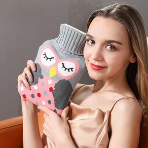 Rubber Hot Water Bottle with Knit Cover