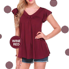 Load image into Gallery viewer, Women&#39;s V Neck Pleated Tunic Tops