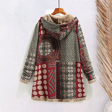 Load image into Gallery viewer, Cotton Linen Print Hooded Sweater Jacket