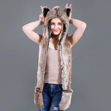 Load image into Gallery viewer, 3 in 1 Furry Hooded Scarf with Paws and Ears