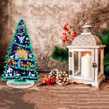 Load image into Gallery viewer, Christmas Tree Decorated with Nativity Set-Christmas Tree Shelf
