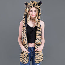 Load image into Gallery viewer, 3 in 1 Furry Hooded Scarf with Paws and Ears