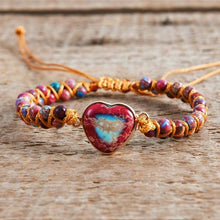 Load image into Gallery viewer, 💓To My Granddaughter Love You Forever Jasper Heart Bracelet🎁