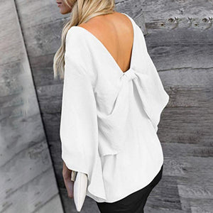 V-Neck Bowknot Blouses