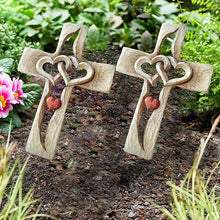Load image into Gallery viewer, Carved Wooden Cross - Intertwined Hearts