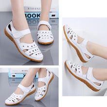 Load image into Gallery viewer, Leather Hollow Out Hook Loop Casual Flat Sandals For Women